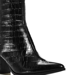 Black Crocodile embossed patent boots